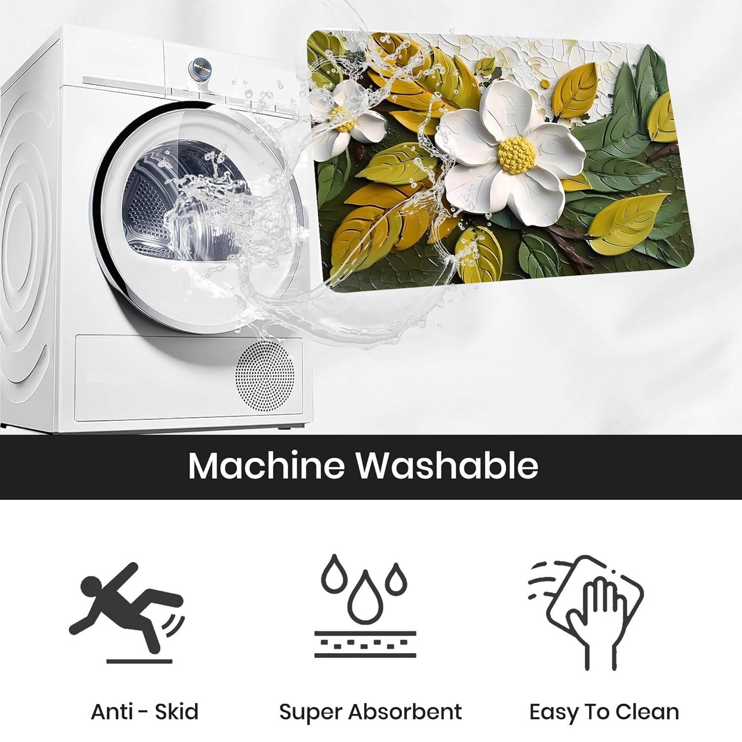 Indoce Sales 5D Door Flower Mat 5D Bathroom Flower Mat Visual Anti-Slip Absorbent Mat | Quick Drying Non-Slip Bath Mat