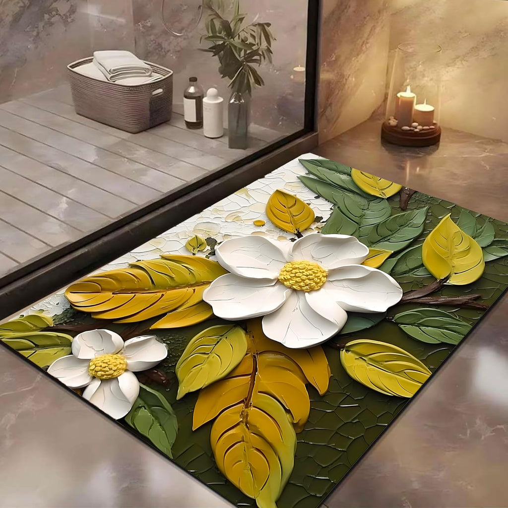 Indoce Sales 5D Door Flower Mat 5D Bathroom Flower Mat Visual Anti-Slip Absorbent Mat | Quick Drying Non-Slip Bath Mat
