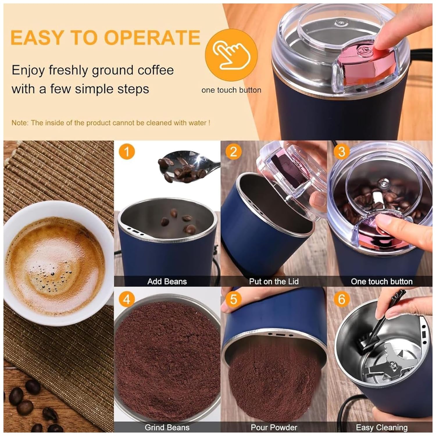 Indoce Sales Electric Masala & Coffee Grinder Machine | 80g Stainless Steel Jar | 10-Second Turbo Blade | Supari, Haldi, Elaichi, Dry Fruit & Herb Crusher | Portable One-Touch Kitchen Blender